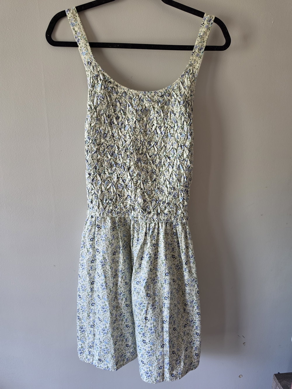 Free People Light Floral Smocked Sundress — Cream with Blue & Green Print - Picture 2 of 6